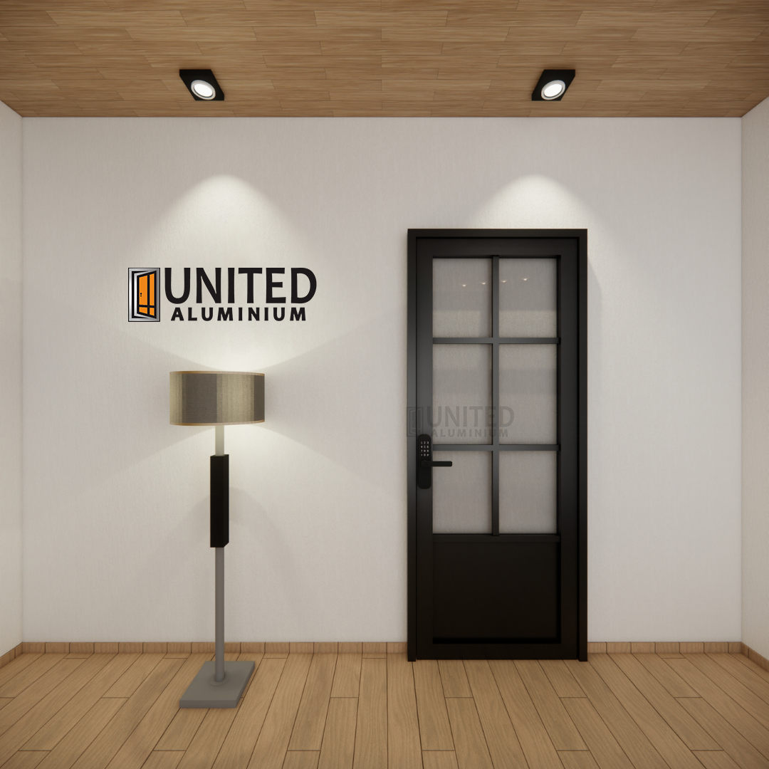 Pintu alumunium modern kaca kotak smart lock Tipe P126