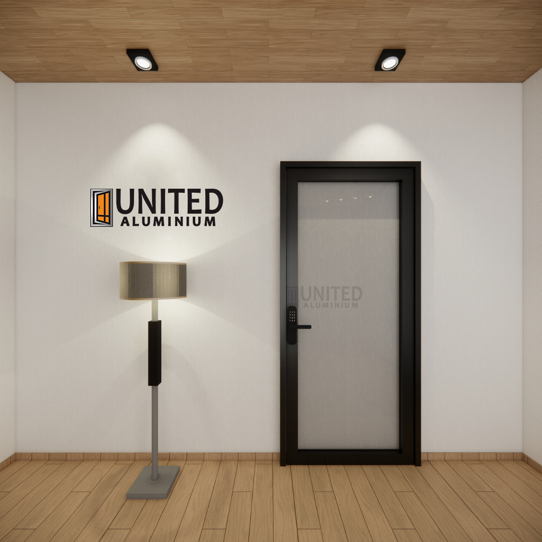 Pintu alumunium kaca polos smart lock Tipe P127