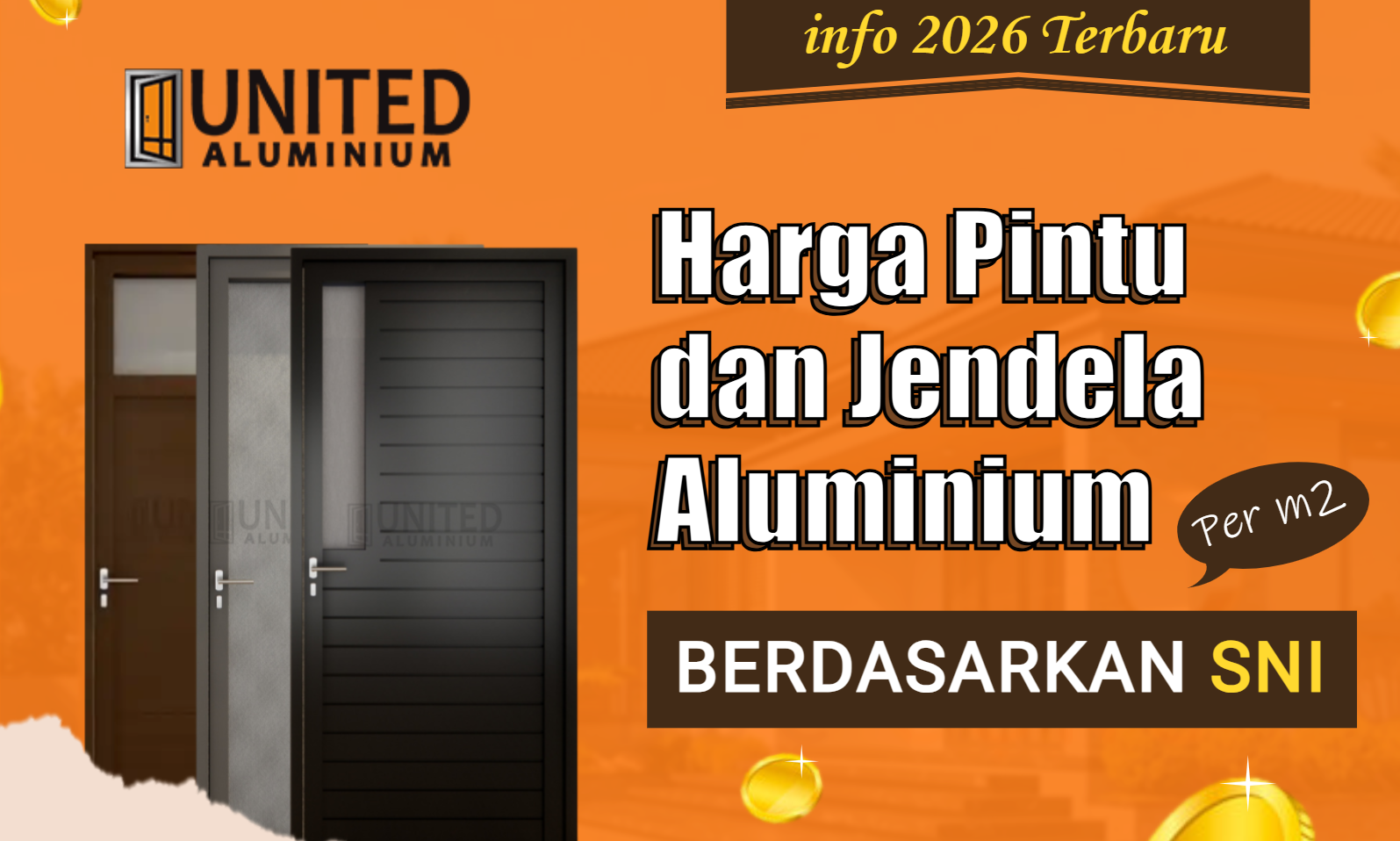 Berdasarkan SNI terbaru, berapa harga pintu dan jendela aluminium per m2 ?